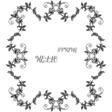 Yaprak ve çiçek çerçeve Dekor unsuru, tasarım kartı merhaba bahar şablonu için. Vektör