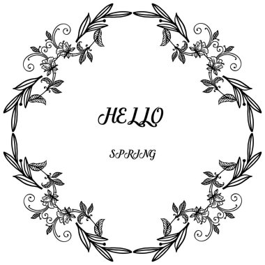 Yaprak ve çiçek çerçeve Dekor unsuru, tasarım kartı merhaba bahar şablonu için. Vektör