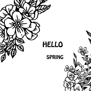 Beyaz arka plan üzerinde izole soyut yaprak çiçek çerçeve, kart merhaba bahar Sevimli tarzı. Vektör
