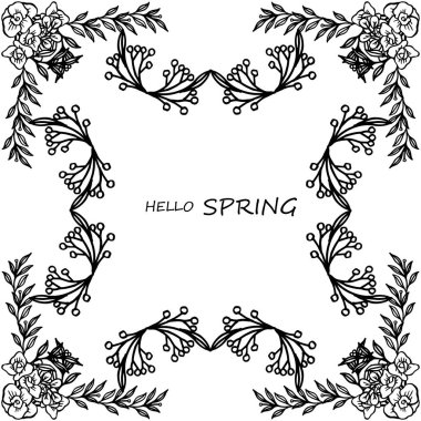 Beyaz arka plan üzerinde izole soyut yaprak çiçek çerçeve, kart merhaba bahar Sevimli tarzı. Vektör