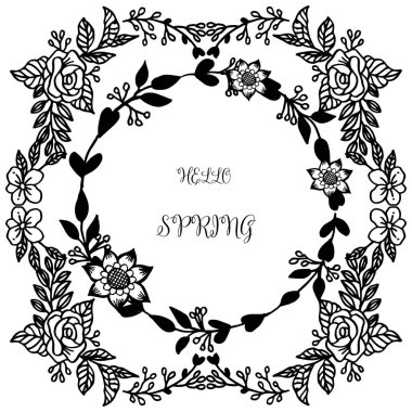 Zarif tarzı yaprak çiçek ile güzel çerçeve, çeşitli tebrik kartı merhaba bahar için. Vektör