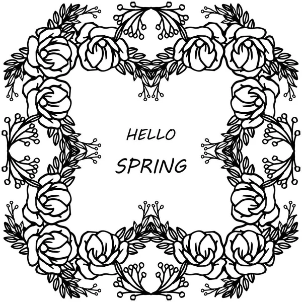 Varios multitud de hoja marco floral, para tarjeta hola primavera estilo moderno. Vector — Vector de stock
