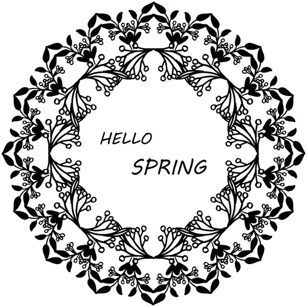 Varios multitud de hoja marco floral, para tarjeta hola primavera estilo moderno. Vector — Vector de stock