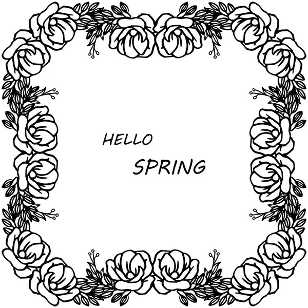Várias multidões de moldura floral folha, para cartão Olá Primavera estilo moderno. Vetor — Vetor de Stock