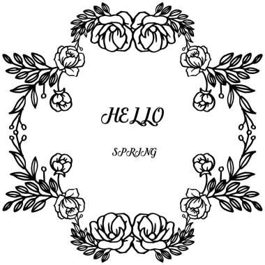 Merhaba bahar arka plan Kartı, çiçek çerçeve çizim ihtar. Vektör