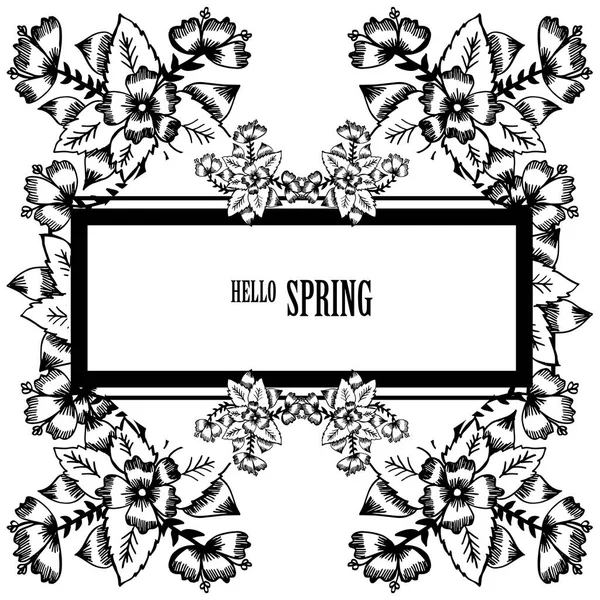 Conception belle carte bonjour printemps, avec élément de cadre de fleur de feuille. Vecteur — Image vectorielle