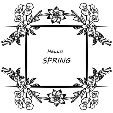 Merhaba bahar arka plan Kartı, çiçek çerçeve çizim ihtar. Vektör