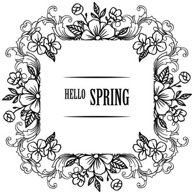 Merhaba bahar arka plan Kartı, çiçek çerçeve çizim ihtar. Vektör