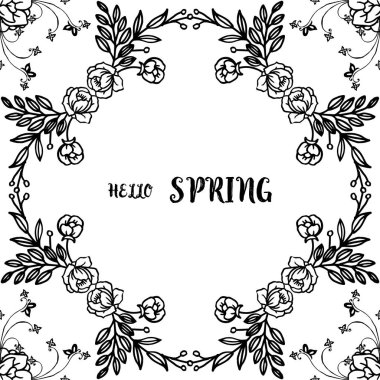 El yazısı nasırmerhaba bahar, yaprak çiçek süslü zarif çerçeve. Vektör