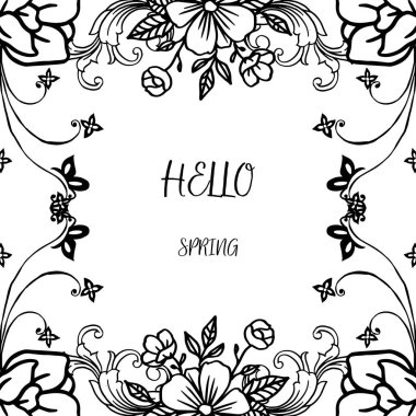 Merhaba bahar arka plan Kartı, çiçek çerçeve çizim ihtar. Vektör