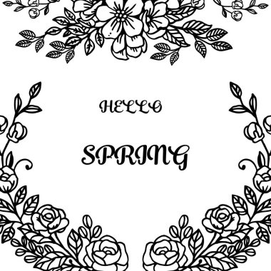 Merhaba bahar, modern dekoratif eleman yaprak çiçek çerçeve ile. Vektör