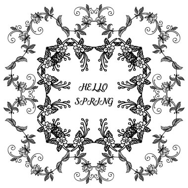 Merhaba bahar, modern dekoratif eleman yaprak çiçek çerçeve ile. Vektör