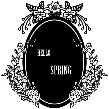 Yaprak çiçek çerçeve arka plan ile Dekor yazı afiş merhaba bahar. Vektör