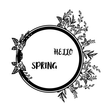 Yaprak çiçek çerçeve arka plan ile Dekor yazı afiş merhaba bahar. Vektör