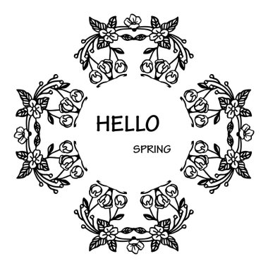 Güzel yaprak çiçek çerçeve ile merhaba bahar arka plan Metin. Vektör