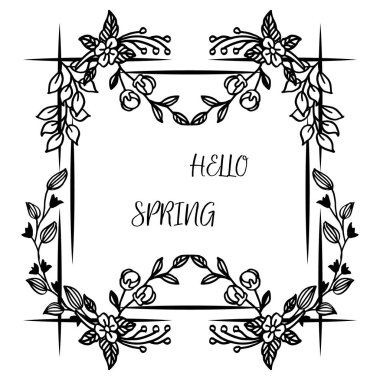 Güzel yaprak çiçek çerçeve ile merhaba bahar arka plan Metin. Vektör