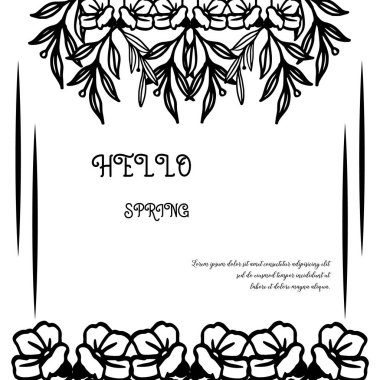 Güzel yaprak çiçek çerçeve ile merhaba bahar arka plan Metin. Vektör