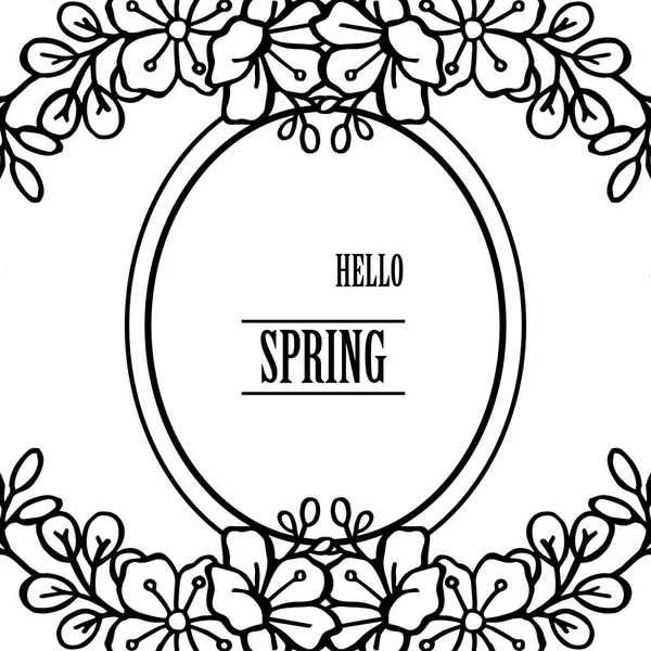 Fondo para banner hola primavera, con marco floral de hoja de estilo simple. Vector — Vector de stock