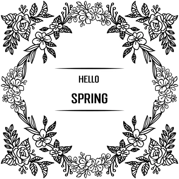 Merhaba bahar, yaprak çiçek çerçeve dekoratif ile kart. Vektör