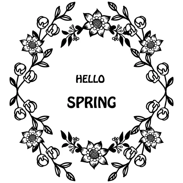 Tarjeta de felicitación hola primavera con marco de flores realista moderno. Vector — Vector de stock