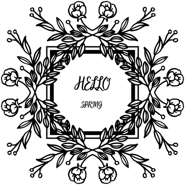 Merhaba bahar, modern dekoratif eleman yaprak çiçek çerçeve ile. Vektör