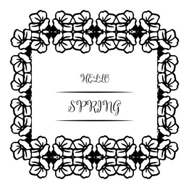 Yaprak çiçek çerçeve sanat tarzı ile çeşitli afiş merhaba bahar. Vektör