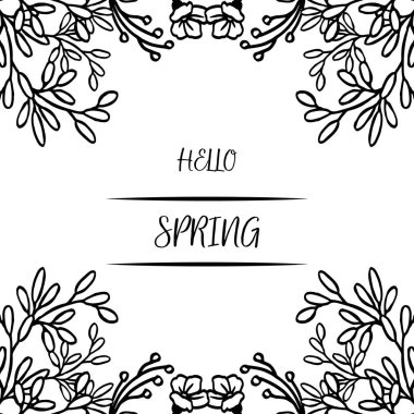 Yaprak çiçek çerçeve sanat tarzı ile çeşitli afiş merhaba bahar. Vektör