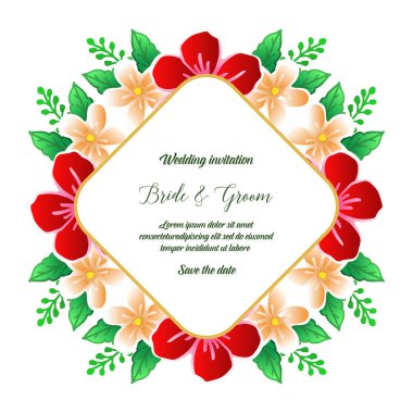 Süs desen renkli çiçek çerçeve, düğün afiş gelin ve damat için. Vektör