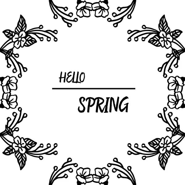 Varios banner hola primavera, con estilo de arte de marco de flores de hoja. Vector — Vector de stock
