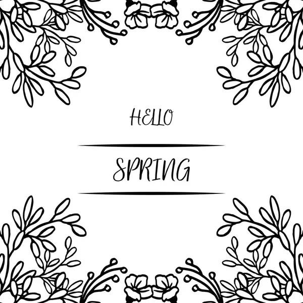 Varios banner hola primavera, con estilo de arte de marco de flores de hoja. Vector — Vector de stock