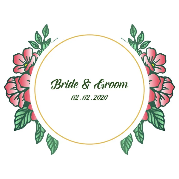 Estilo de design verde armação de flores folhosas, para a noiva cartão de saudação e noivo. Vetor — Vetor de Stock