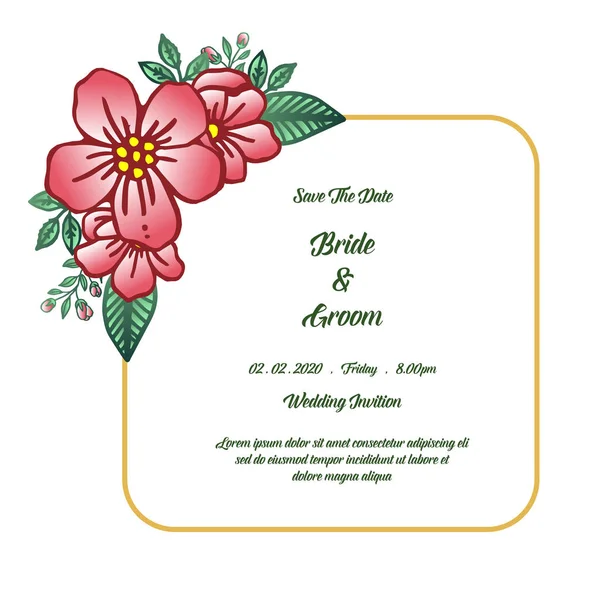 Quadro elegante com ornamentado de flor de folha, para letras de casamento de noiva e noivo. Vetor —  Vetores de Stock