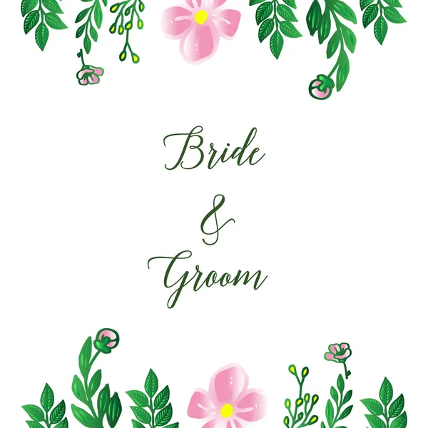 Schönheit grünes Laub und rosa Kranzrahmen, für die Gestaltung von verschiedenen Karten Braut und Bräutigam. Vektor — Stockvektor