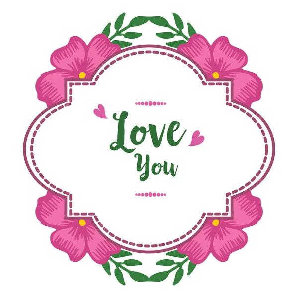 Sjabloonontwerp voor u, wenskaart liefde u romantisch, met verschillende schattige roze krans frame. Vector — Stockvector