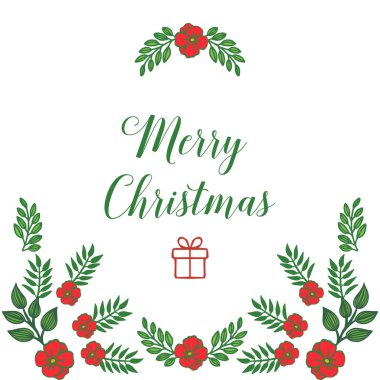 Sevimli kırmızı çiçek çerçeve ile poster tasarımı neşeli Noel şablonu. Vektör
