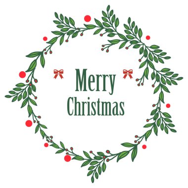 Mutlu Noeller zarif metin mektubu için yeşil yapraklı çiçek çerçevesi süslü. Vektör