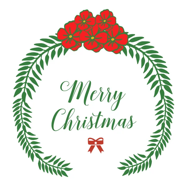 Şekil daire kırmızı çelenk çerçeve ve yeşil yaprakları, tebrik kartı mutlu noel ler yazımı için. Vektör