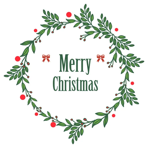 Mutlu Noeller zarif metin mektubu için yeşil yapraklı çiçek çerçevesi süslü. Vektör