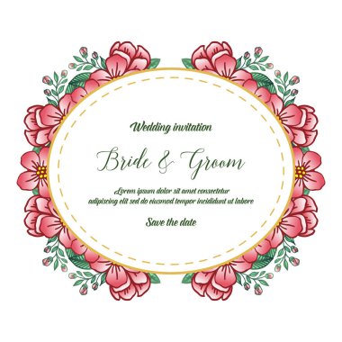 Gelin ve damadın düğün yazısı için çelenk çerçevesi çeşitli kalabalık. Vektör