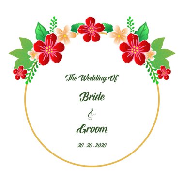 Gelin ve damat harfleri için renkli çiçek çerçeve şekil cirle. Vektör