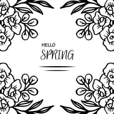 Çelenk çerçeve tasarım duvar kağıdı ile merhaba bahar Kart şablonu. Vektör