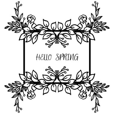 Yaprak ve çiçek çerçeve desen ile Merhaba bahar. Vektör