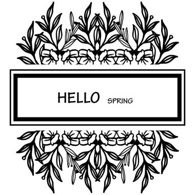 Yaprak ve çiçek çerçeve desen ile Merhaba bahar. Vektör