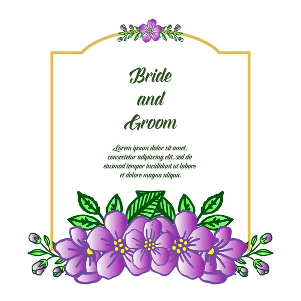 Motif de belle couronne violette cadre, pour la décoration de la carte d'invitation mariée et marié. Vecteur — Image vectorielle