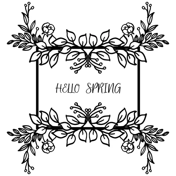 Yaprak ve çiçek çerçeve desen ile Merhaba bahar. Vektör