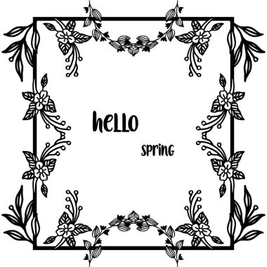Güzel yaprakları ve çiçek çerçeve ile Merhaba bahar kartı. Vektör