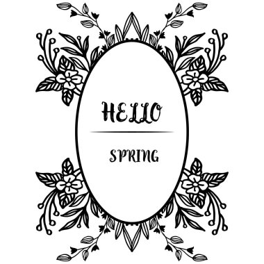 Merhaba bahar arka plan, tasarım yaprak çiçek çerçevesi için şablon. Vektör