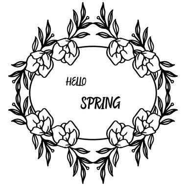 Merhaba bahar arka plan, tasarım yaprak çiçek çerçevesi için şablon. Vektör