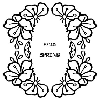 Merhaba bahar arka plan, tasarım yaprak çiçek çerçevesi için şablon. Vektör