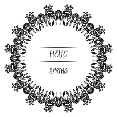 Merhaba bahar kart tasarımı için çeşitli zarif yaprak çiçek çerçeve siluet. Vektör